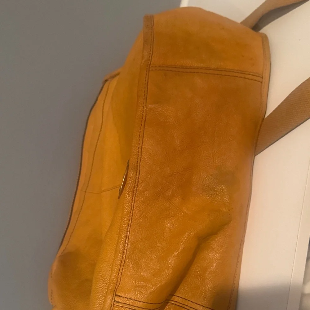 Fossil Yellow Leather Messenger/ Satchel with Brown Trim